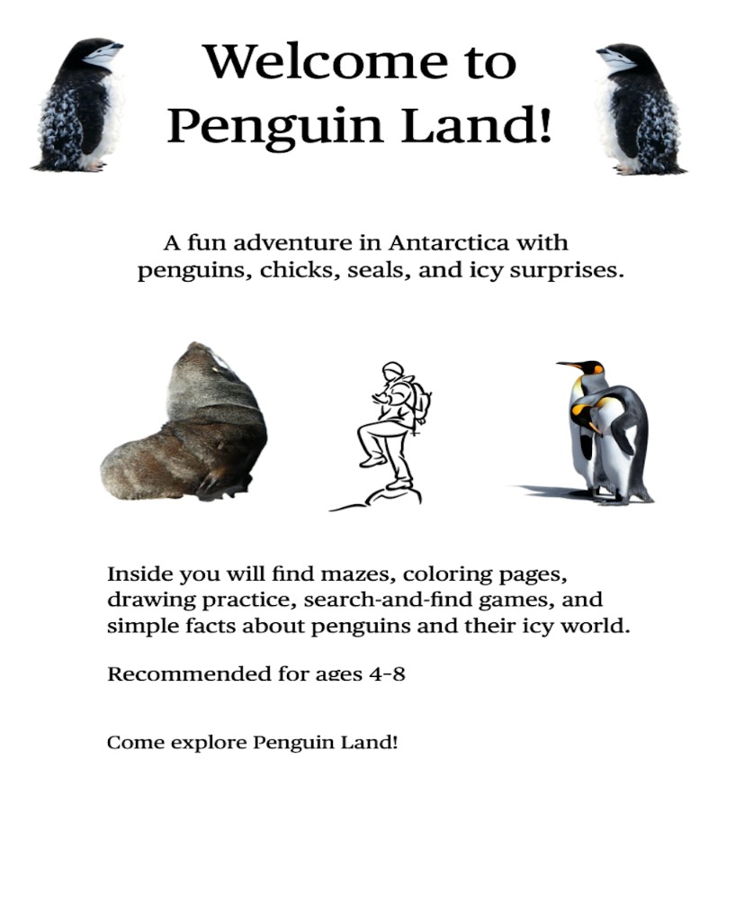 Back cover of Welcome to Penguin Land activity book