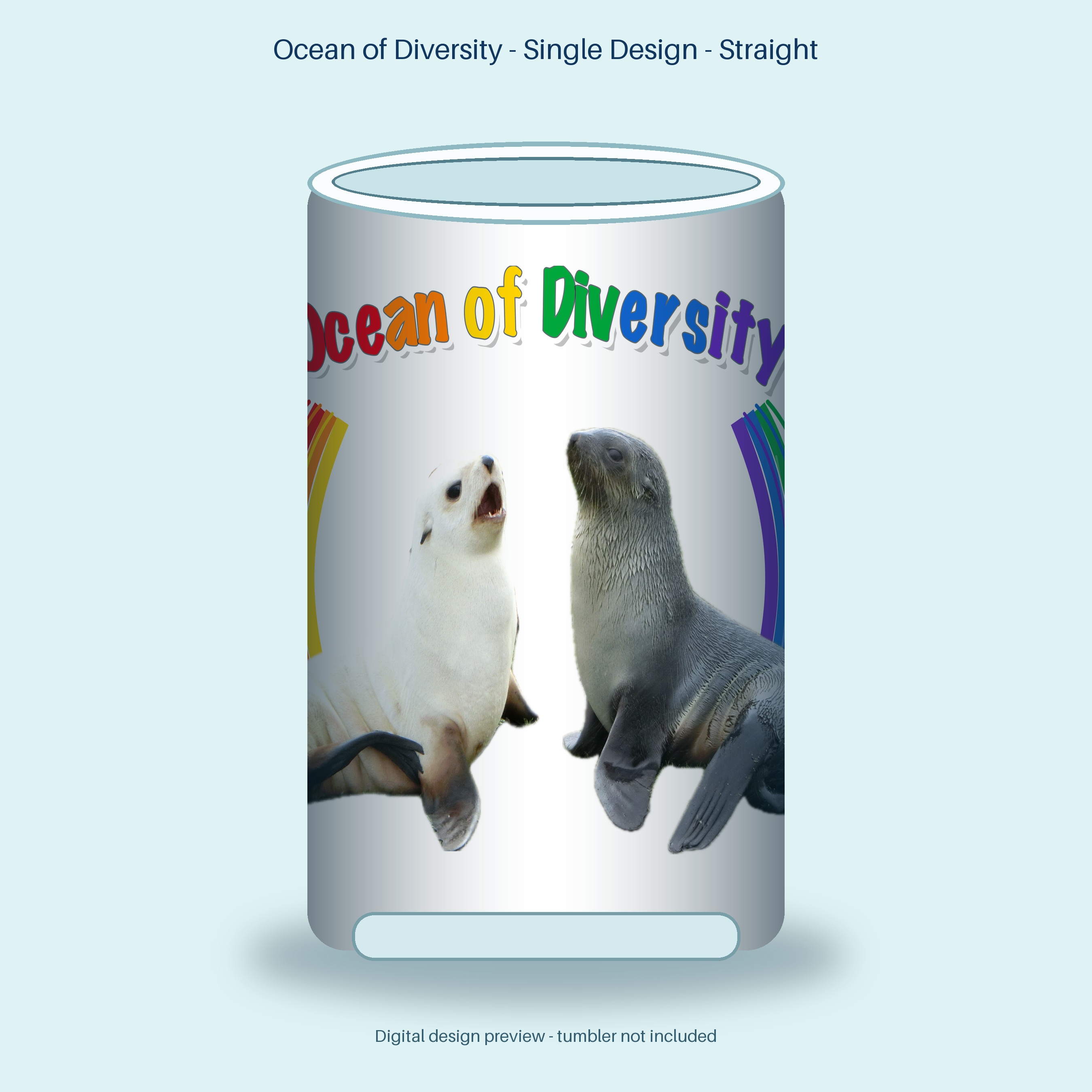 Ocean of Diversity artwork on a customizable thermal tumbler